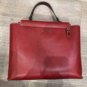 👜 CHALA Red Faux Leather Satchel / Top Handle Bag